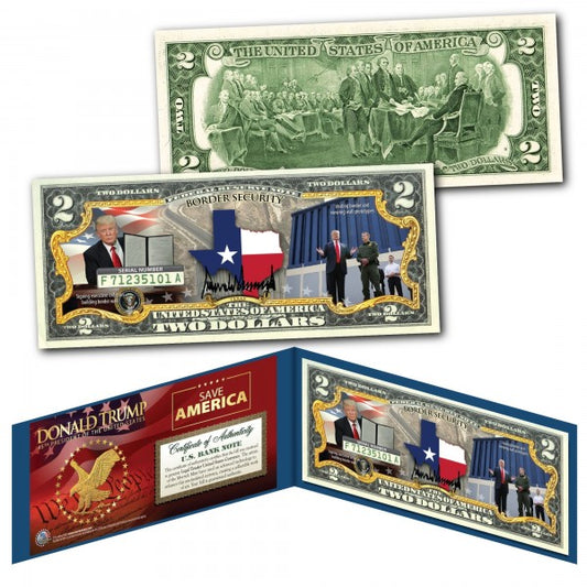 DONALD TRUMP Operation Lone Star TEXAS BORDER WALL Genuine Legal Tender U.S. $2 Bill